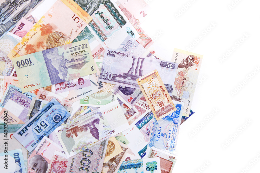 world banknotes background