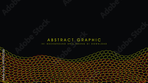 beautiful background with yellow hexagonal rings and dark background. for banners and posters