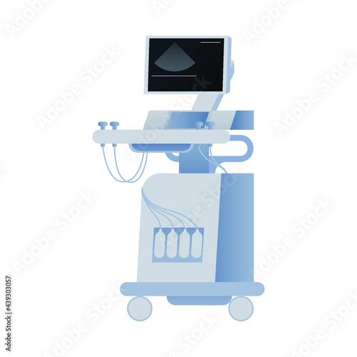 Ultrasonography Scanner. Medical Equipment. Modern Flat Vector Concept Illustration. 