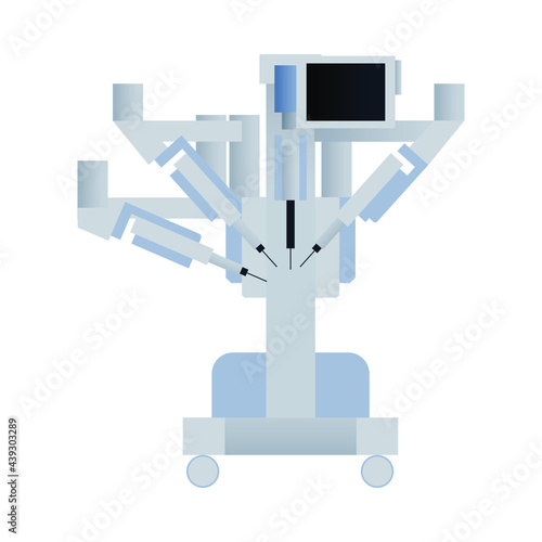 Robotic Surgical Assisted System. Medical Equipment. Modern Flat Vector Illustration.