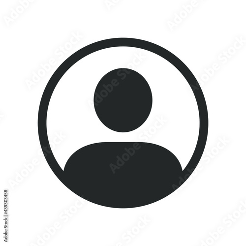User profile icon vector. Avatar portrait symbol. Flat shape person sign logo. Black silhouette isolated on white background.