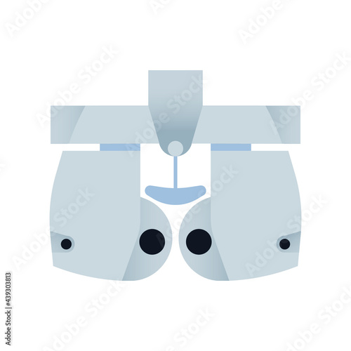 Ophthalmology. Automated Optometry Machine. Medical Equipment. Modern Flat Vector Illustration. Social Media Template.