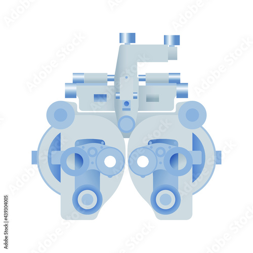 Optometry. Manual Vision Tester. Medical Equipment. Modern Flat Vector Illustration. Social Media Template.