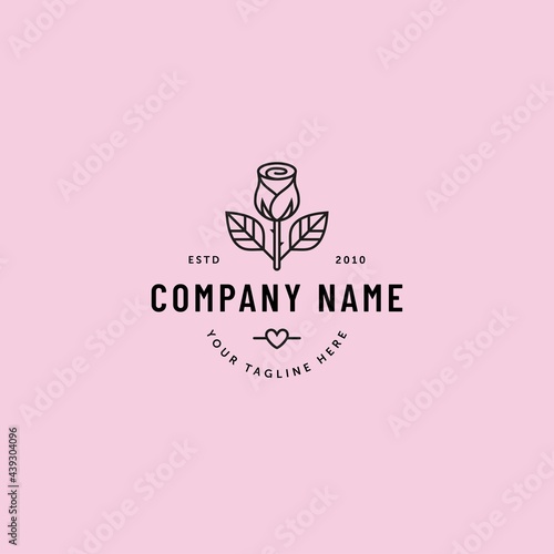 Rose flower logo, label, emblem template.