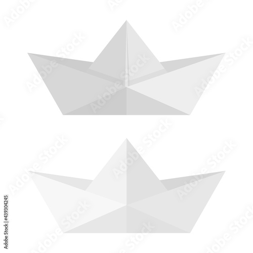Origami paper ship isolated on white background. Vector illustration.