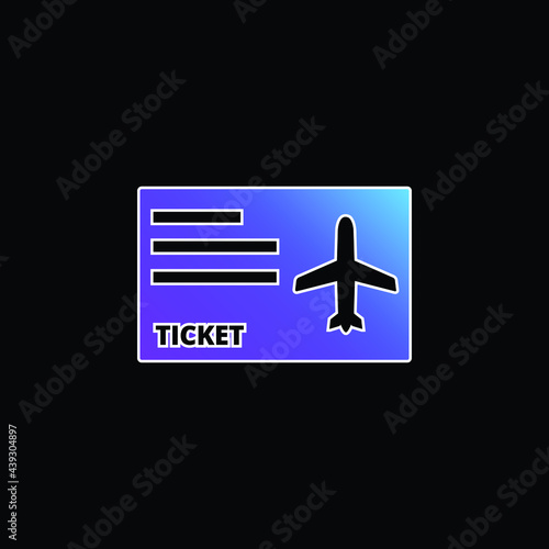 Airplane Flight Ticket blue gradient vector icon