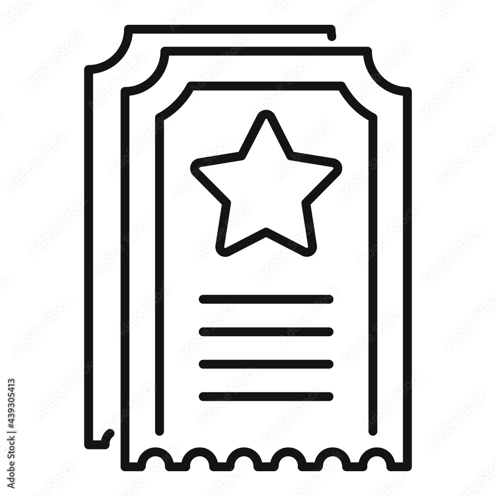 Sale bonus ticket icon, outline style Sale bonus ticket icon, outline style