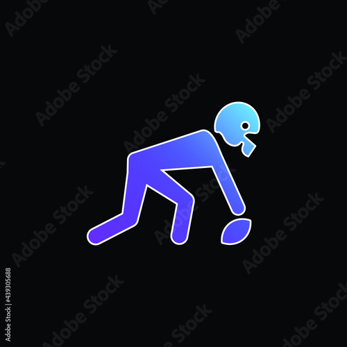 American Football Player Picking The Ball blue gradient vector icon