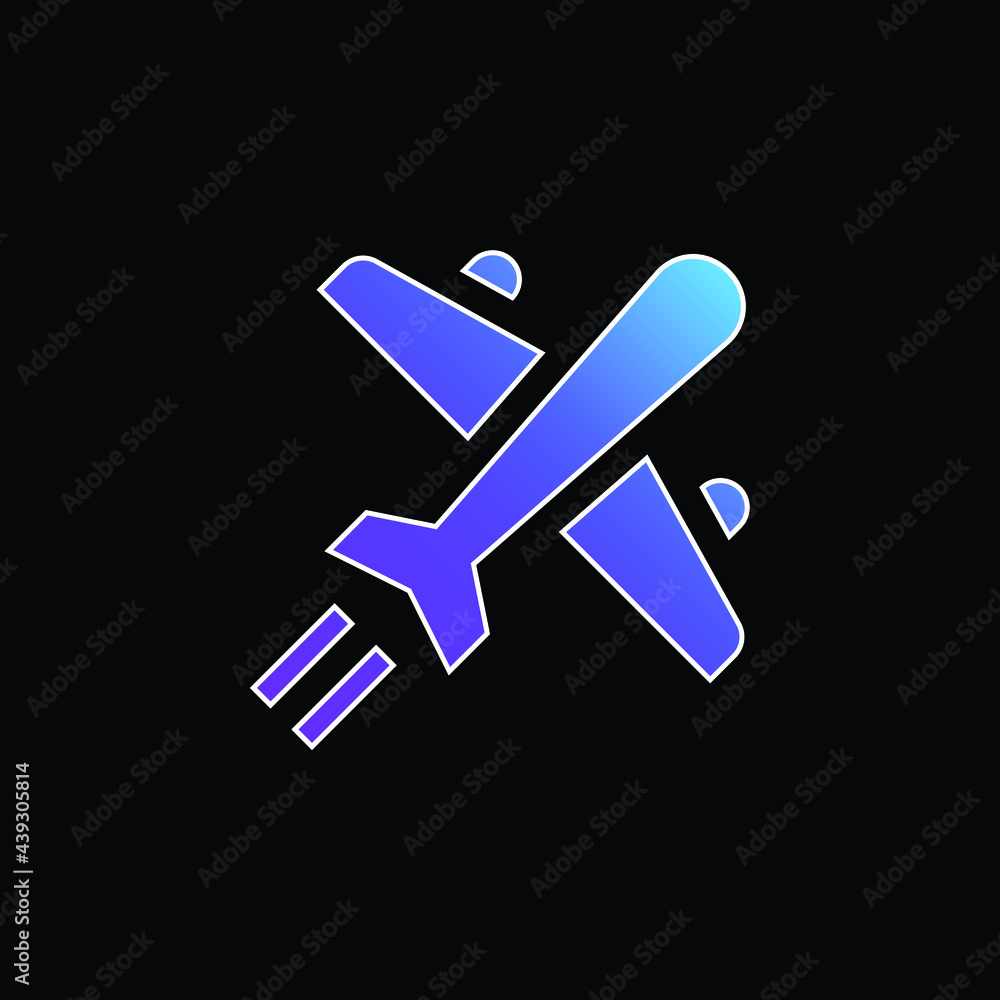 Airplane blue gradient vector icon