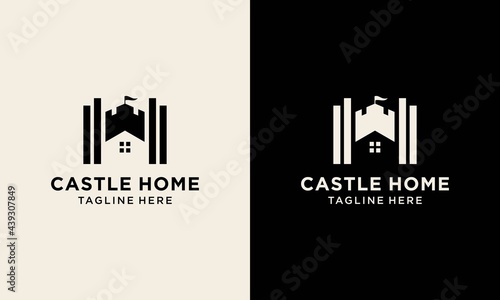 home castle simple logo vector icon symbol design graphic illustration.