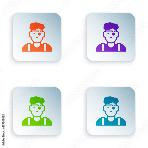 Color Jeweler man icon isolated on white background. Set colorful icons in square buttons. Vector