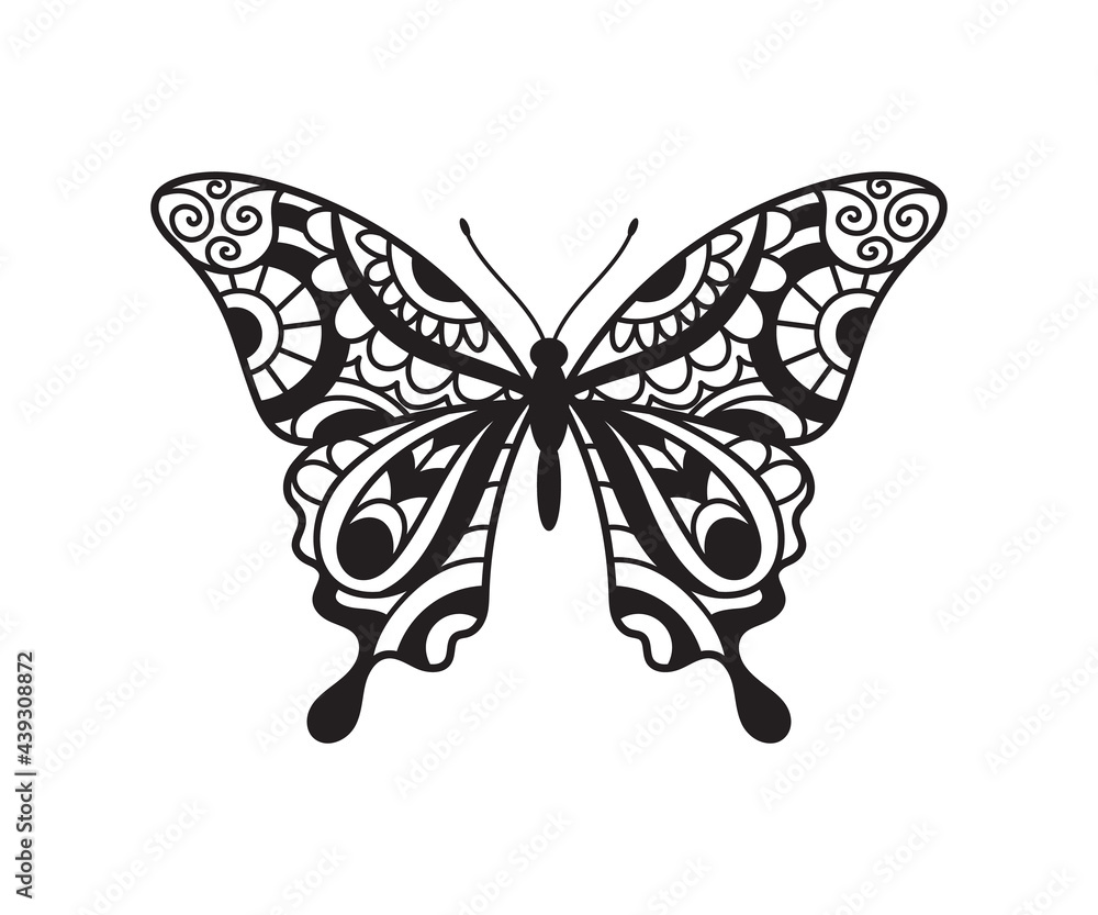 Beautiful Butterfly hand drawn ornamental artistic print Beautiful Butterfly hand drawn ornamental artistic print