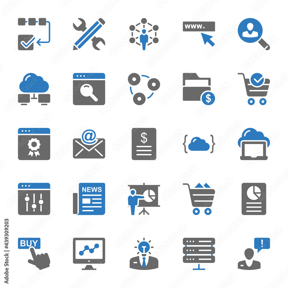 Naklejka premium Two color icons for SEO & Web.