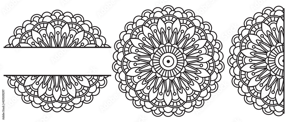 Mandala circular for henna, Mehndi, tattoo, decoration. Decorative ornament in ethnic oriental style. Coloring book page. Mandala circular for henna, Mehndi, tattoo, decoration. Decorative ornament in ethnic oriental style. Coloring book page.