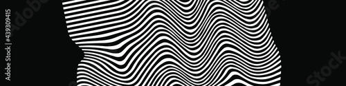 Abstract white wavy lines on black background. Modern vector wallpaper.
