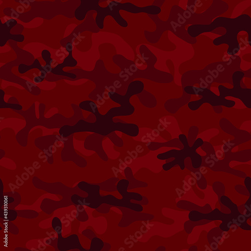 Camouflage seamless, red military pattern. Army print for clothing. Vector.