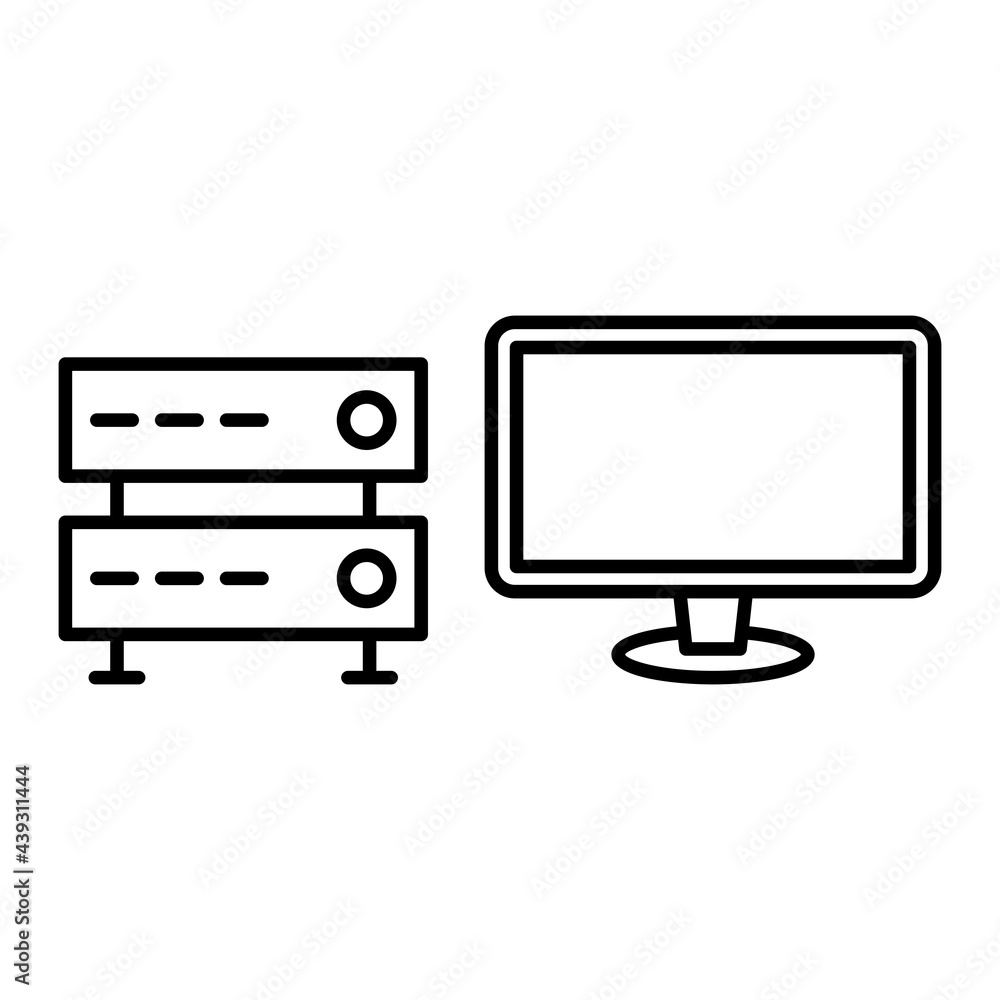 Vector Monitoring Server Outline Icon Design Vector Monitoring Server Outline Icon Design