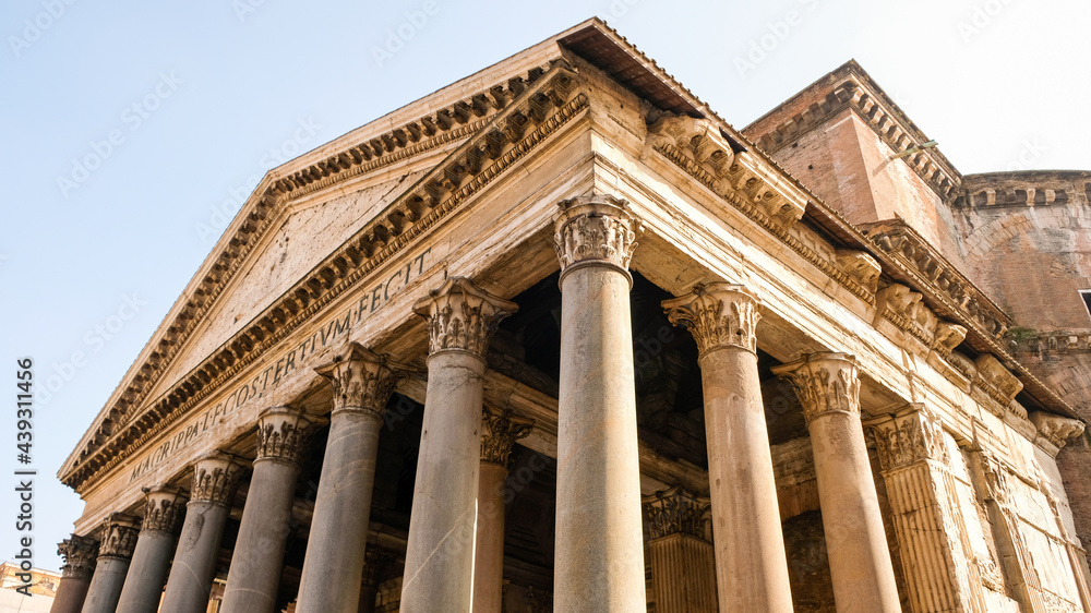 Rome, Piazza della Rotonda. The Pantheon, an architectural marbel built by Agrippa., with one of the most perfect interior spaces ever constructed.