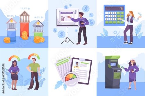 Bank Services Flat Compositions
