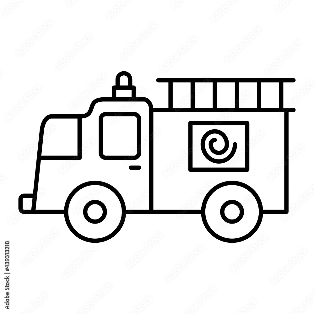 Vector Fire Truck Outline Icon Design