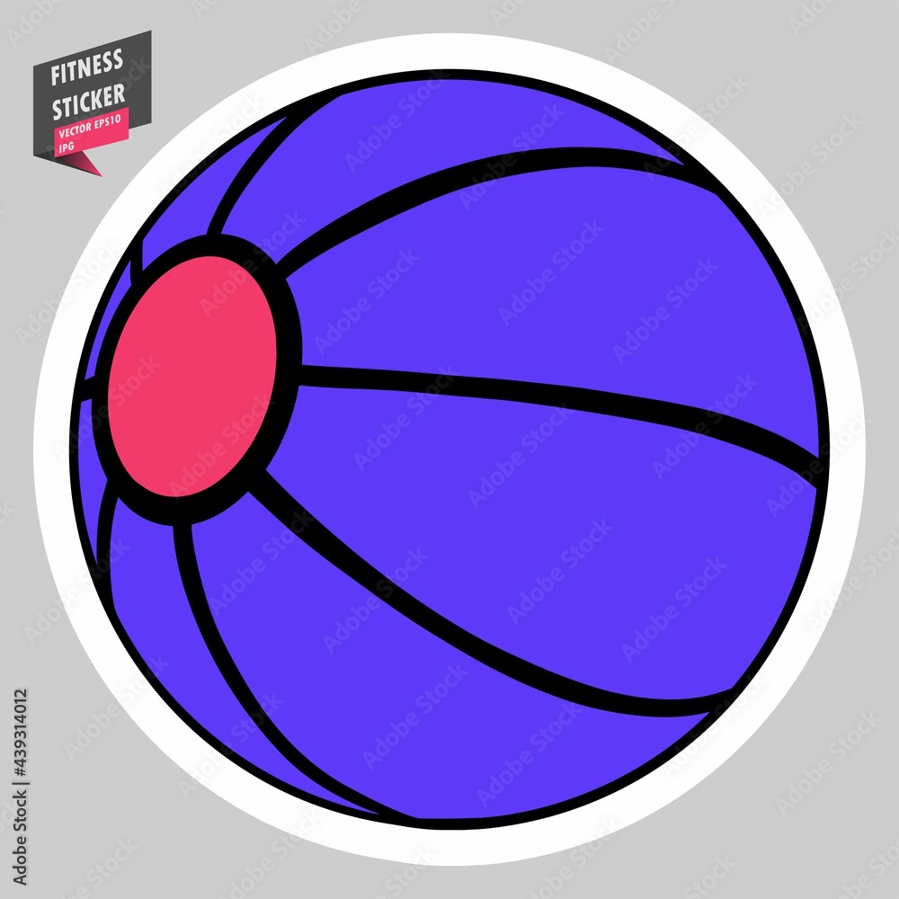 Medicine ball, Exercise ball, Med ball, Weighted fitness ball. Gym. Equipment. Active lifestyle. Hand drawn colorful illustration. Sticker for printing. High resolution. Vector EPS10, IPG Medicine ball, Exercise ball, Med ball, Weighted fitness ball. Gym. Equipment. Active lifestyle. Hand drawn colorful illustration. Sticker for printing. High resolution. Vector EPS10, IPG