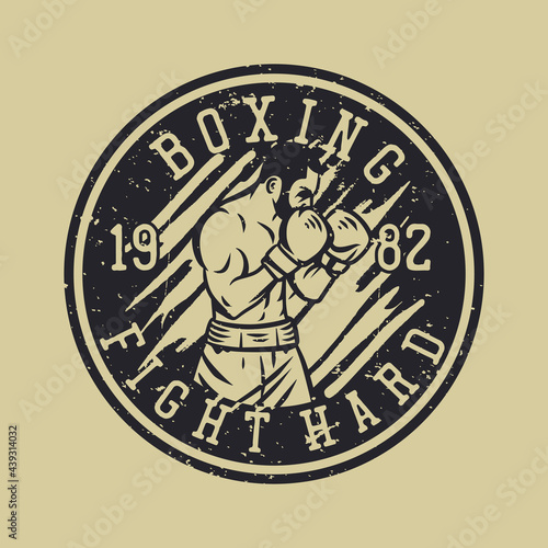 t shirt design boxing fight hard with boxer vintage illustration