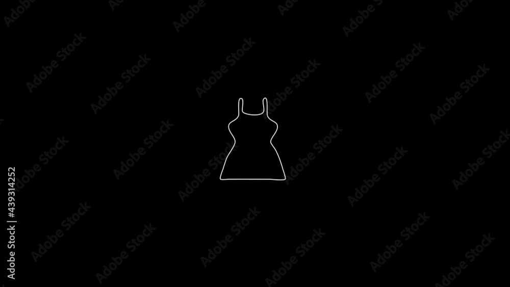white linear silhouette of a sexy dress. the picture appears and disappears on a black background. white linear silhouette of a sexy dress. the picture appears and disappears on a black background.