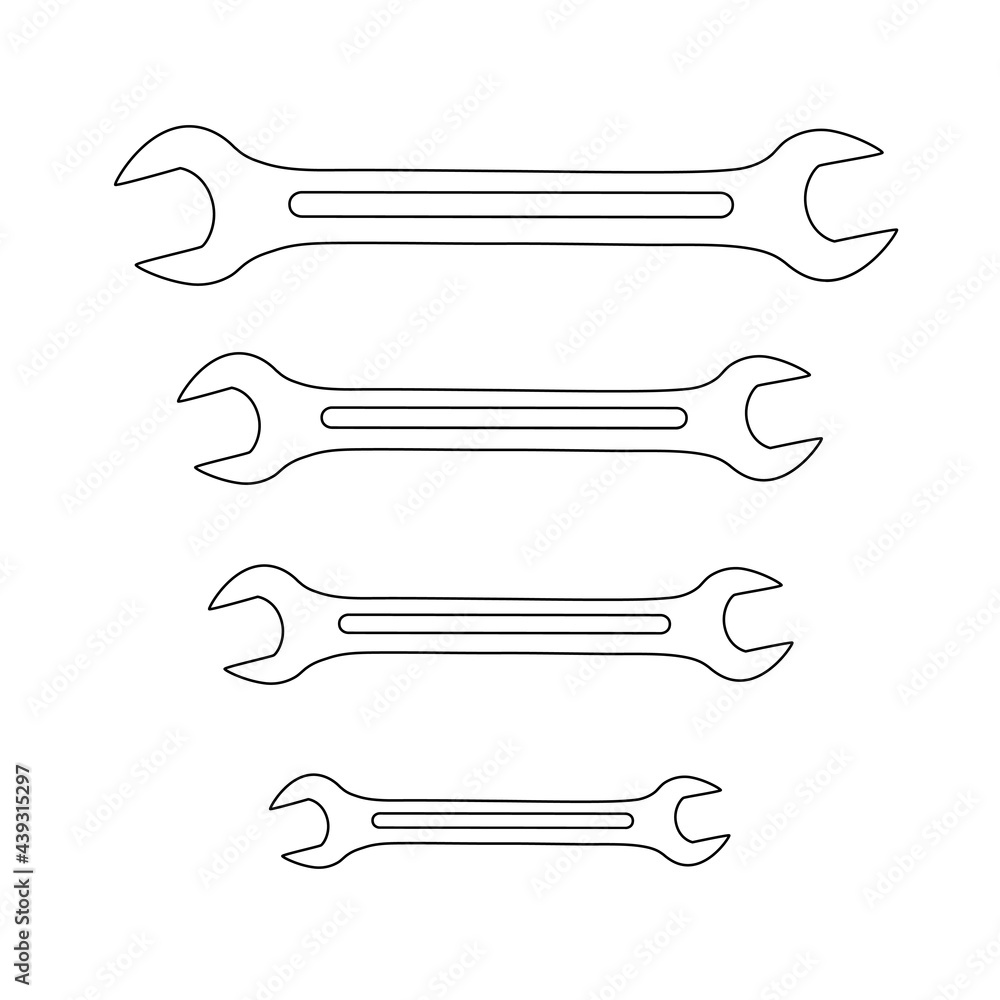 A set of black spanners for a mechanic in vector. Spanners logo vector illustration.