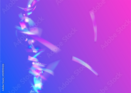 Hologram Effect. Disco Flare. Holographic Background. Neon Tinsel. Laser Colorful Wallpaper. Purple Party Glitter. Digital Foil. Surreal Art. Blue Hologram Effect