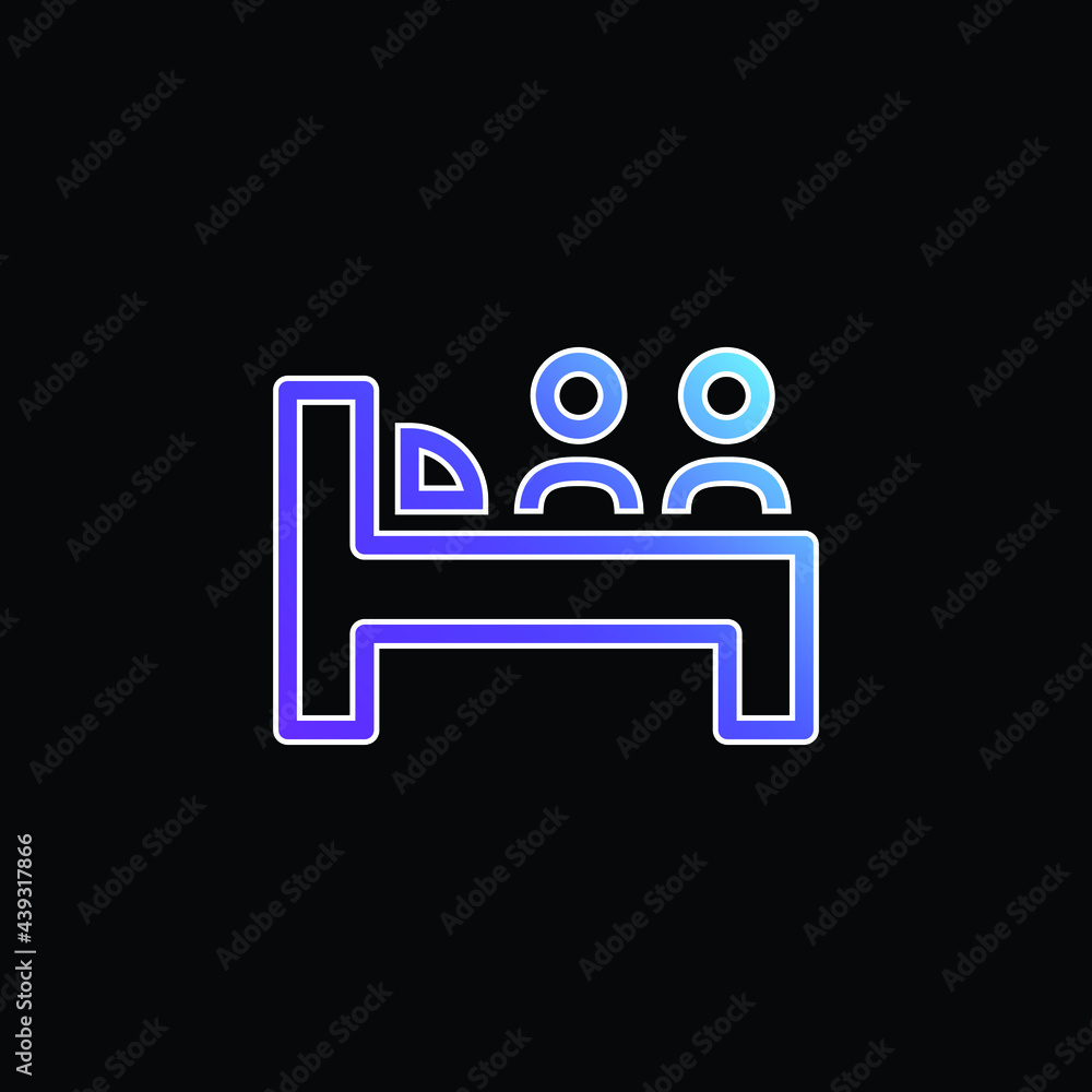 Bed For Two Persons blue gradient vector icon Bed For Two Persons blue gradient vector icon