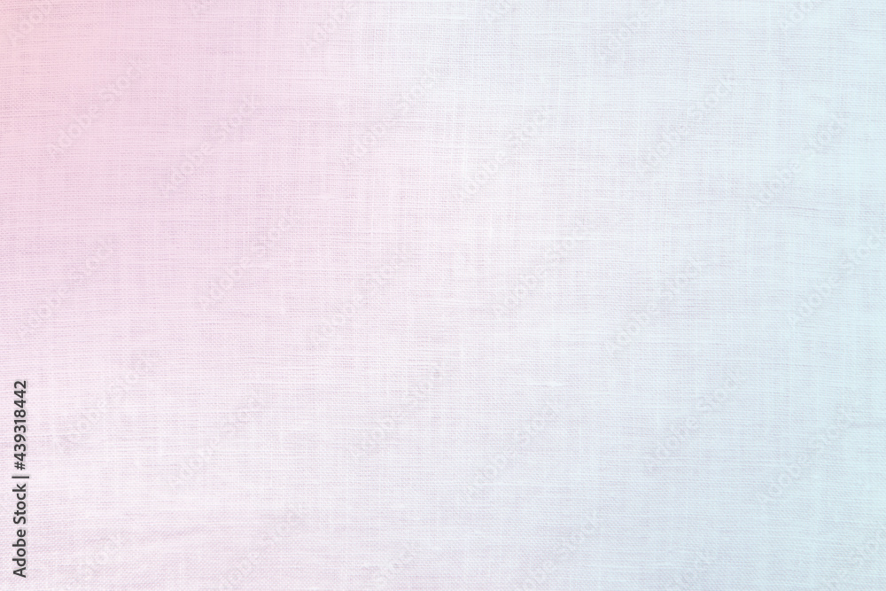 Fototapeta premium Linen texture background dyed in pink and light blue gradient
