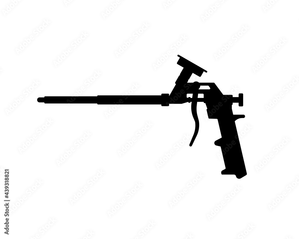 Spray foam gun silhouette icon. Clipart image isolated on white