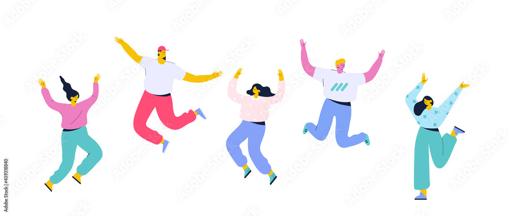 Happy people jumping with raising hands. Party, celebration Happy people jumping with raising hands. Party, celebration