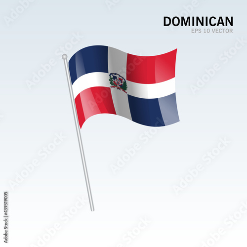 Free Download Dominican waving flag isolated on gray background - GFXLoad