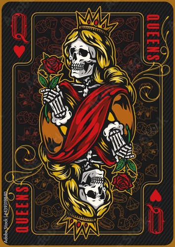 Queen of hearts poker card template