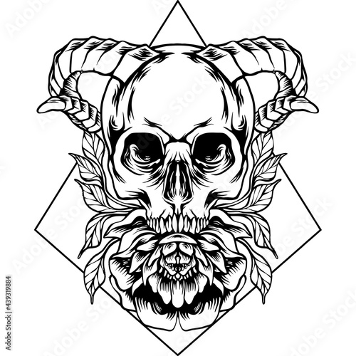 The Skull Head And Flower Silhouette