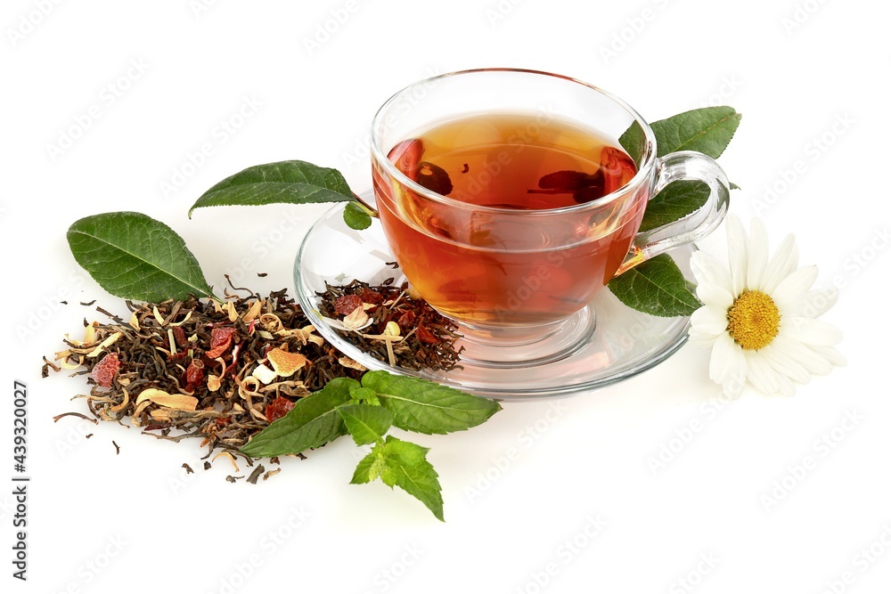 Cup of tea with tea leaves Cup of tea with tea leaves