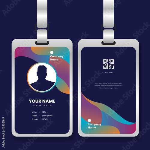 colorful identity card with abstract shape. professional corporate id card template with mockup