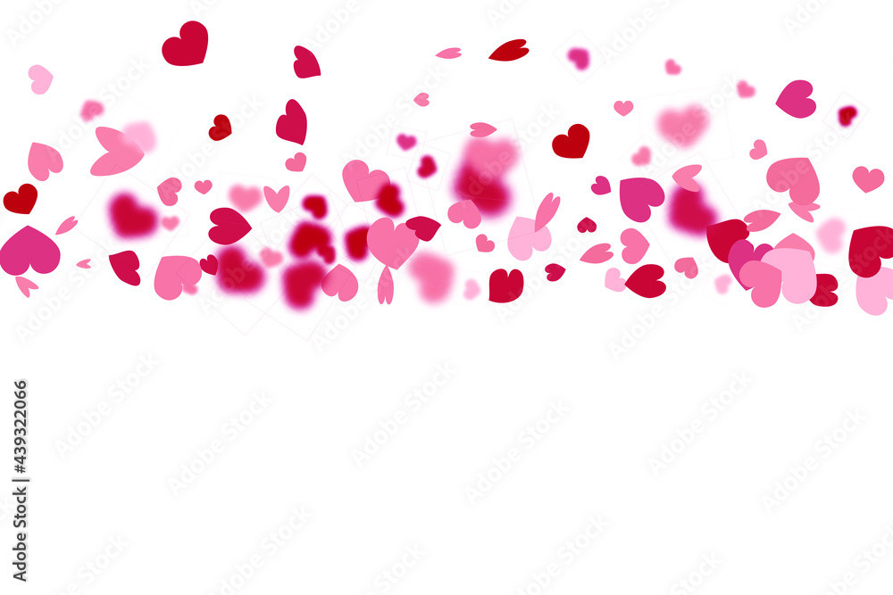 Heart Background.  Exploding Like Sign. Vector Template for Mother's Day Card. 8 March Banner with Flat Heart. Red Pink St Valentine Day Card with Classical Hearts. Empty Vintage Confetti Template.