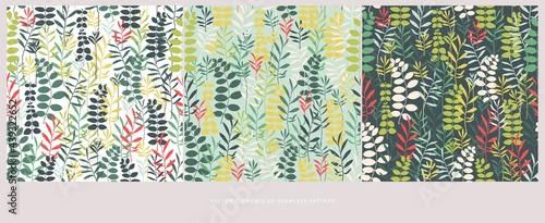 Vector silhouettes collection of leaves . Element of seamless pattern. Paper print design