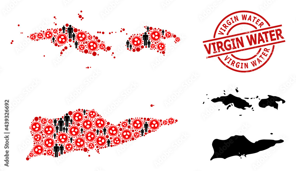 Mosaic map of American Virgin Islands constructed from covid icons and