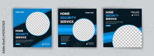Home security service. Social media post for IoT business.