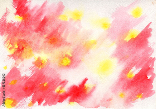 Watercolor drawing of red abstract flowers. 