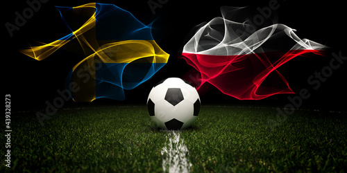 Football tournament. Football with national flags of Croatia and Scotland. Soccer ball and text. 3d rendering. Soccer match. Euro cup or world cup.