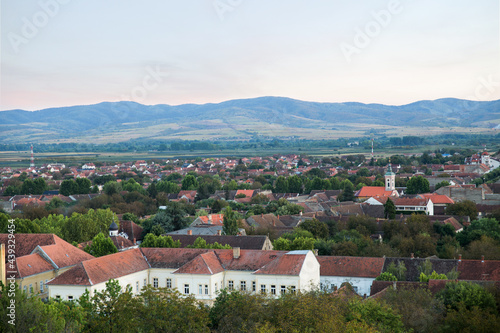 Panorama of the small town of Bela crkva  Serbia with the Romanian mountains in the background.Background  landscape  wallpaper  postcard.