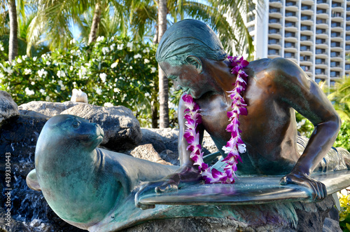 Makua and Kila statue in Waikiki Hawaii photo