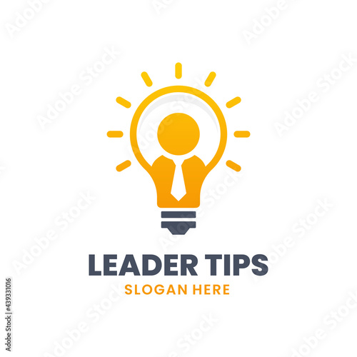 Leader Tips Logo Template Design. Creative people logo. Smart business and future idea vector illustration.