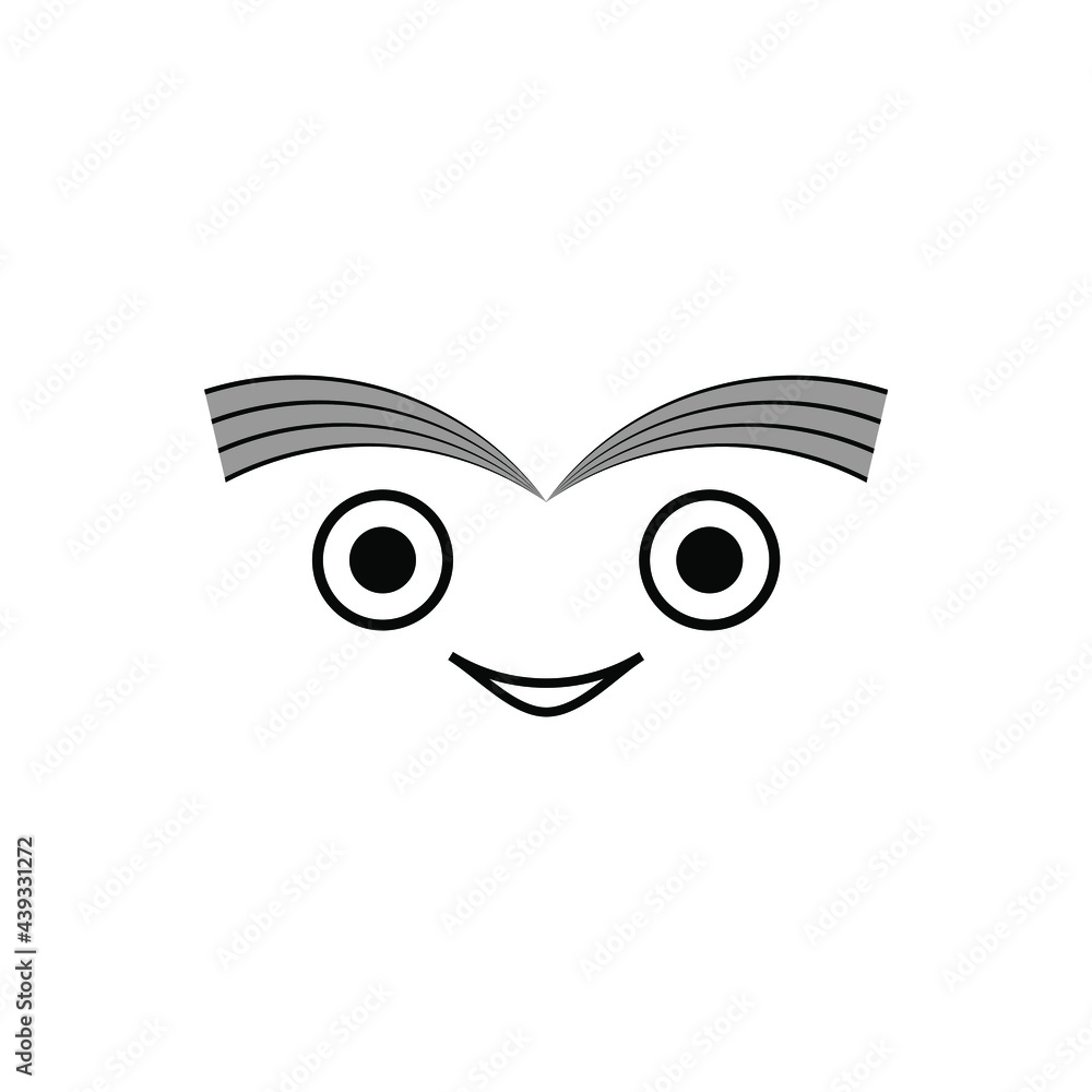 Creative cute happy face smile expression man or women cartoon logo template in flat design monogram illustration Creative cute happy face smile expression man or women cartoon logo template in flat design monogram illustration