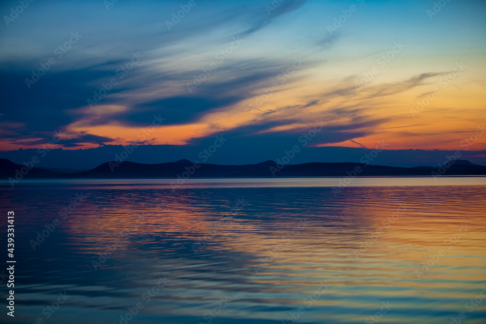 twilight landscape on the lake