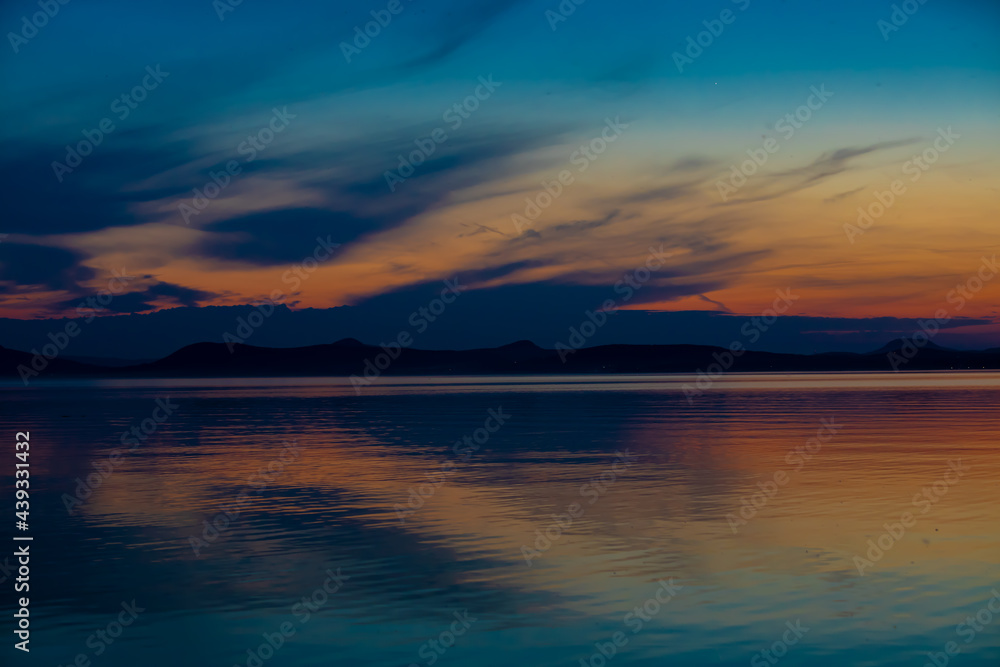 landscape after sunset on Lake Balaton - Hungary